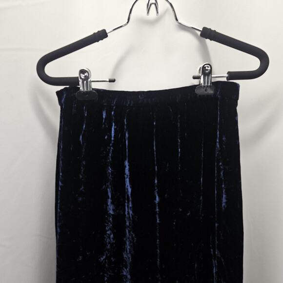 Vtg 90's Women's Velvet Maxi Skirt Navy Blue Small Whimsigoth Gothic Flowy Fairy - Picture 2 of 8